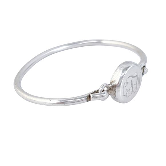 Monogram CJM Hook Bangle Bracelet | Vintage Sterling Silver 925 | 6.5" - Picture 4 of 10